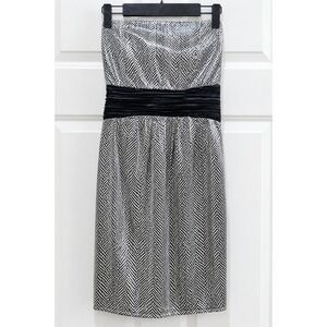 Orchid Blues Snakeskin Print Strapless Mini Dress Silver Black Metallic NWT